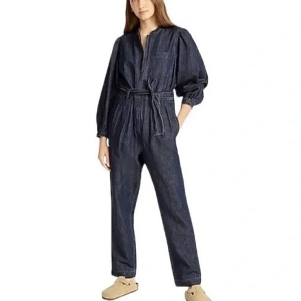 NEW J. Crew Puff-Sleeve Denim Jumpsuit 2